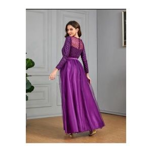 Simple Purple Party Dress Sequin
Satin Women Boat Neck Formal...size L